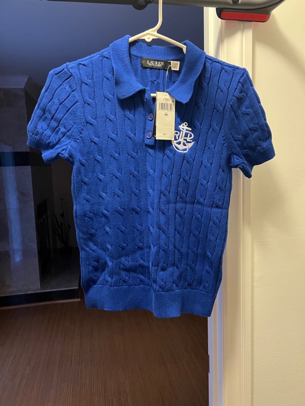 Lauren Ralph Lauren Girls Royal Blue Cable-Knit Polo Top